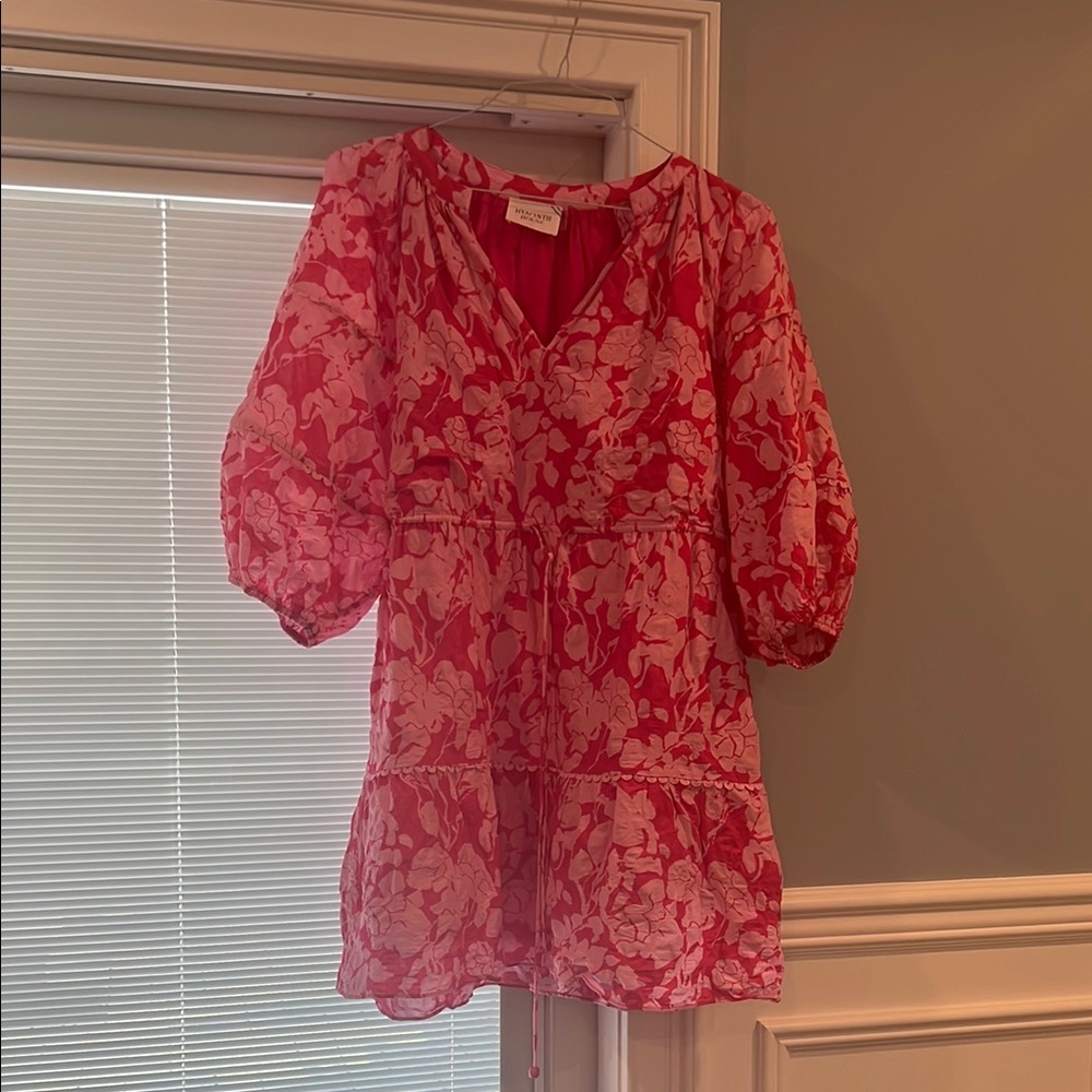 EUC Hyacinth House Light and Dark Pink Puff Sleeve V-Neck Sundress